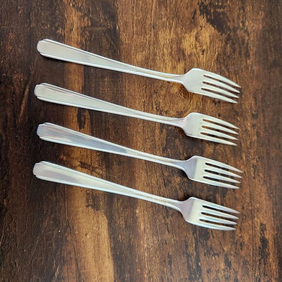 Oneida ELAINE Dinner Fork Set 4 Flatware Silverware Silver Plate Cutlery VTG - Picture 6 of 8